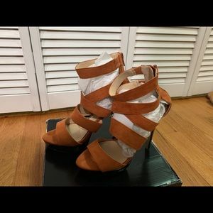 Just fab tan side heels